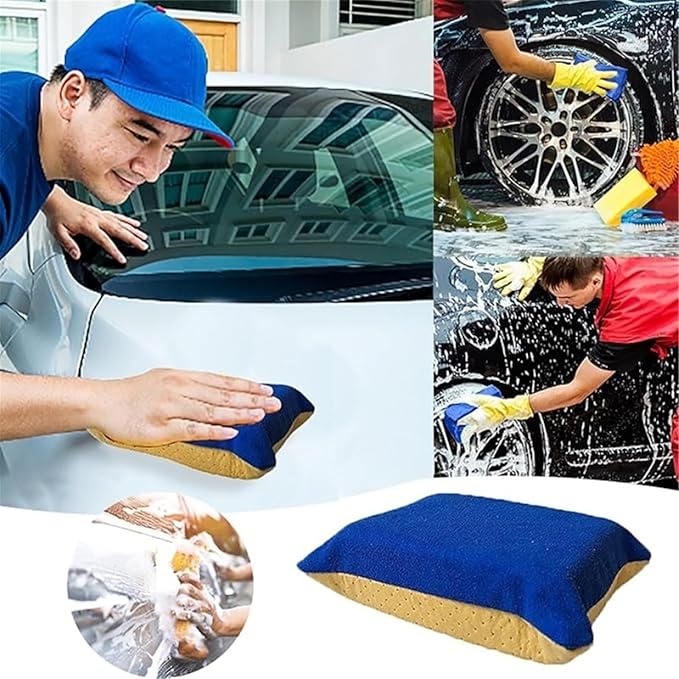 Multi-Functional Car Wipe Sponge Block Non-Woven Double-Sided Velvet Sponge Block Glass Clean ﻿