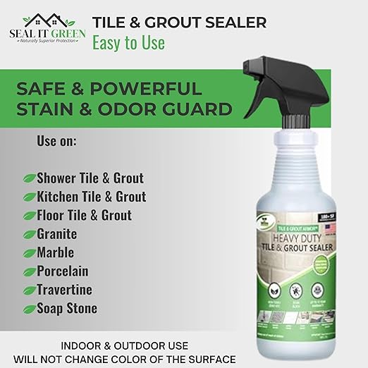 Seal It Green Xtreme-Heavy Duty Pro Strength Grout Sealer. Non Toxic-VOC Free &amp Odorless.Seal Smarter. Incredible 100+ SF Coverage. Indoor Or Outdoor Use. Use The Sealant The Pros Use. Lasts For Y