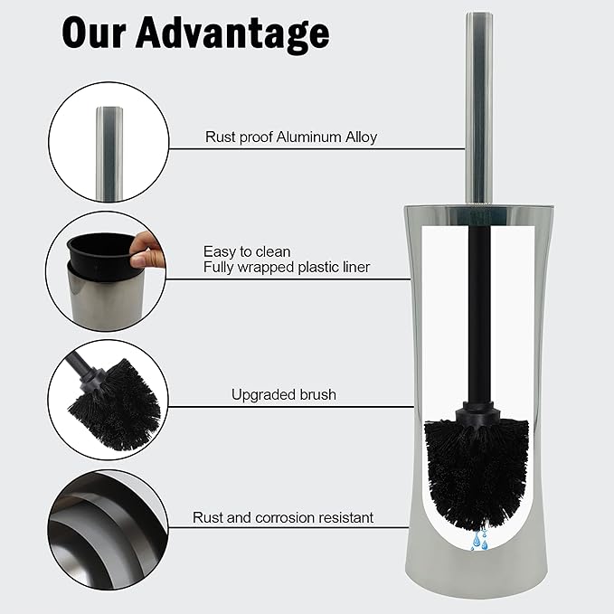 Vince Camuto Toilet Bowl Brush with Holder Durable Bathroom Cleaning Tool Modern Design for Easy Toilet Maintenance Bathroom Cleaner Brush for Efficient Cleaning and Hygiene