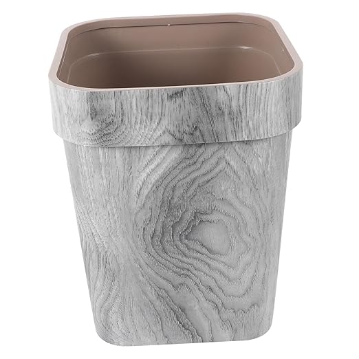 Rustic Wood-Style Trash Can Large Square Wastebasket Gray for Home Office Bedroom Kitchen Smooth Surface Container