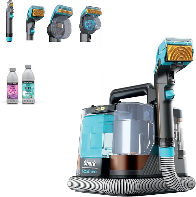 Shark StainStriker HairPro Portable Carpet Upholstery &amp Area Rug Cleaner with Pet Mess &amp Hair Tools Self-Cleaning Perfect for Pets &amp Car Interiors 4 Cleaning Tools &amp Pet Solution