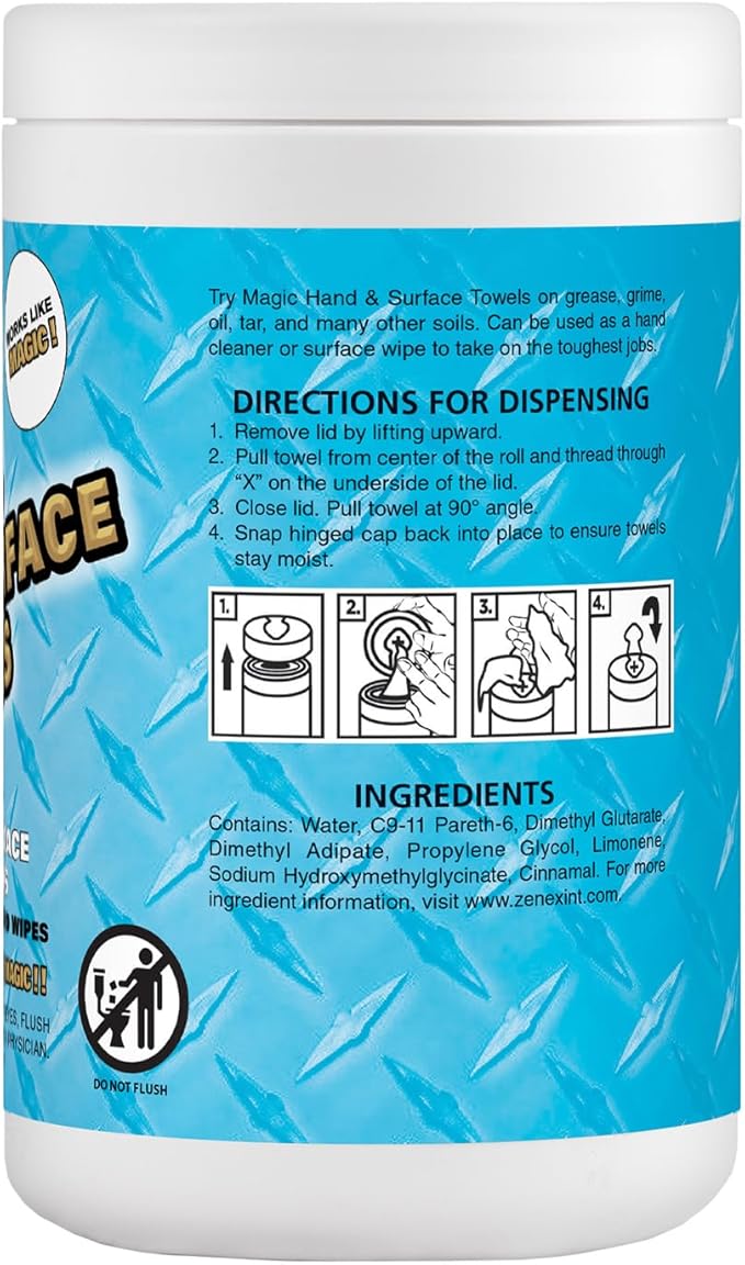 Magic Heavy Duty Cleaning Wipes - Dual Sided Hand &amp Surface Shop Towels | Professional-grade Cleaning | Waterless | Moisturizing | Cleans Grease Oil Dirt &amp more (6 Pack | 420 Sheets Total)