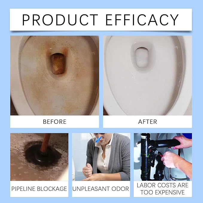 Toilet Drain Unblocker &amp Cleaner with Deodorizing and Fragrance - Removes Stubborn Dirt Limescale &amp Mineral Deposits Safe for All Toilet Surfaces(1PCS)