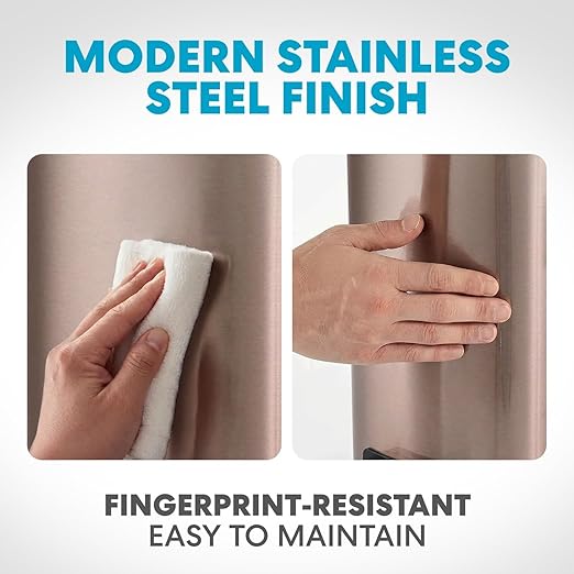 6L/1.6G Stainless Steel Bathroom Trash Can with Hands-Free Foot Pedal Quiet Soft-Close Lid Compact Space-Saving Size