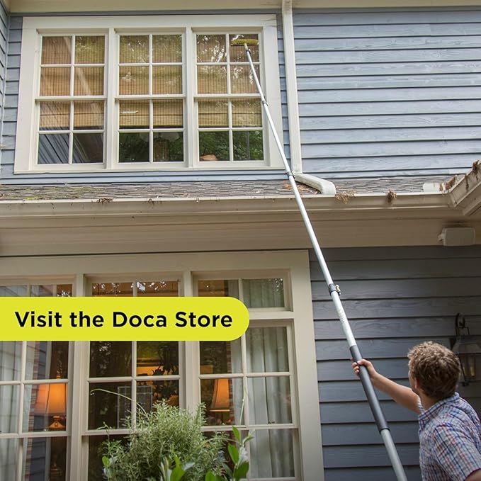 DOCA Telescoping Pole 6-24 Ft - Extension Pole for Cleaning Feather Duster Window Washing Kit Paint Roller Window Squeegee - High Reach Extendable Kit for Indoor &amp Outdoor - Squeegee Scrubber
