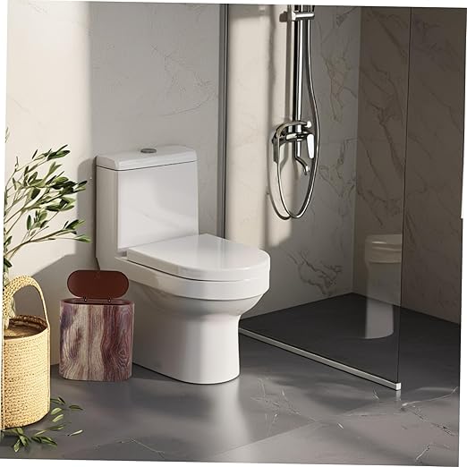 Zerodeko Rustic Lid Trash Can Space-Saving Slim Bin for Bathroom Kitchen Office Wood Grain Plastic Waste Basket