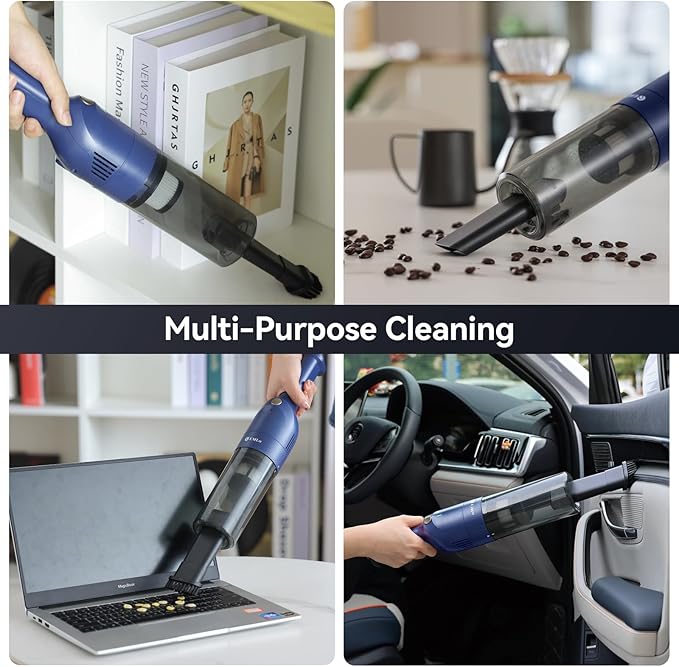 IKERY Blue Cordless Handheld Vacuum – 2.86lb Lightweight Design 10000Pa Max Suction 30min Runtime