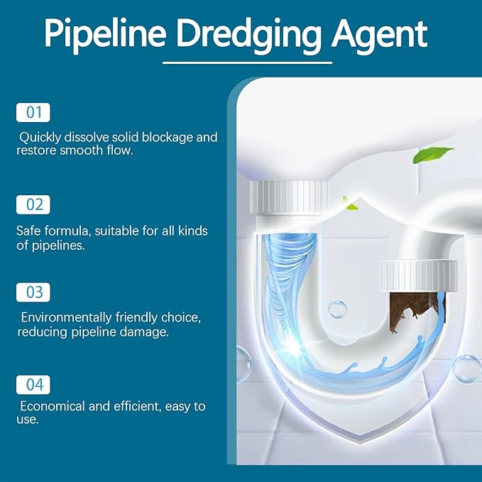 Powerful Pipe Dredging Agent 350ml Pipe Unclogging Agent Pipeline Dredging Agents Kitchen Sink Drain And Pipe Cleaner Drain Clog Remover Uitable For Kitchens And Bathrooms (3 Pcs)