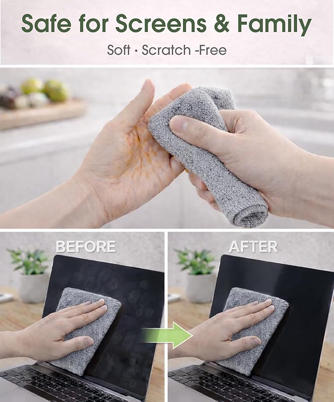Microfiber Cleaning Cloth Roll - 100 Pack Tear Away Microfiber Paper Towels Reusable Washable Scratch-Free Kitchen Towels for Car Home Kitchen Glass Dishes(Cloud Gray)