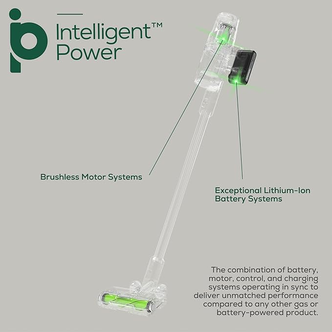 Greenworks 24V Deluxe Brushless (500W) Cordless Stick Vacuum Ultra Lightweight LED Lights 4Ah USB-C Battery and 30-Minute Super Charger Included (White)