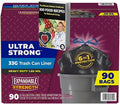 Ultra Strong 33-Gallon Drawstring Trash Bags Unscented – 90-Count Extra Large Black Garbage Bags Heavy-Duty &amp Tear-Resistant Can Liners for Home Kitchen &amp Outdoor Use