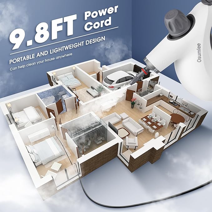 Pressurized Handheld Steam Cleaner with 14 pcs Accessories 15.2OZ Multi-Purpose Portable Steamer for Cleaning Multi-Surface Steamer for Home Floor Grout