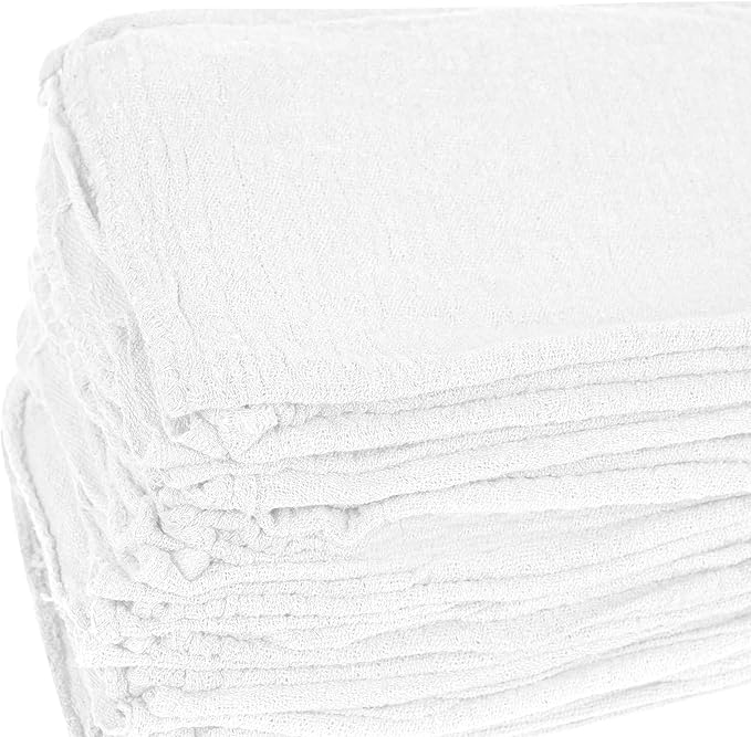 Cotton Shop Rags – (Pack of 150) Size 12x14 Inches Cleaning Rags – Absorbent Shop Towels and Multipurpose Cleaning Towels for Automobiles Industries Garage and Homes (White)