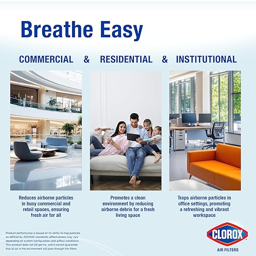 Clorox 16x25x1 Air Filter MERV 8 Pleated HVAC AC Furnace Air Filters for Lint Dust and Pollen MPR 600 &amp FPR 5 – Pack of 4