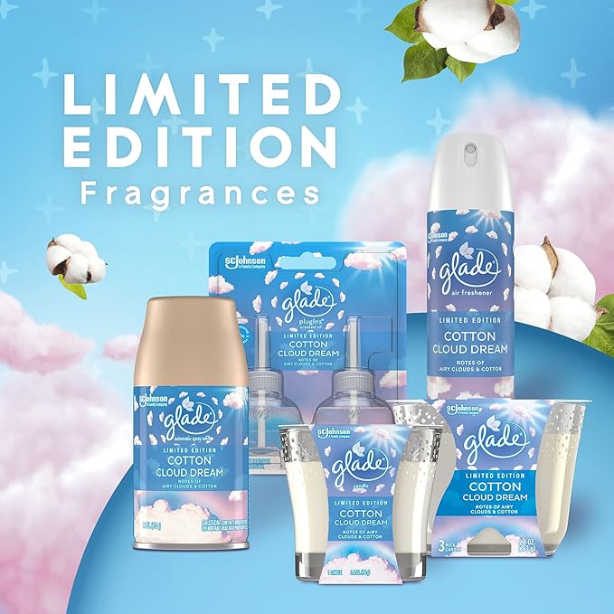 Glade Automatic Spray Refill Air Freshener for Home and Bathroom Cotton Cloud Dream 6.2 Oz 2 Count