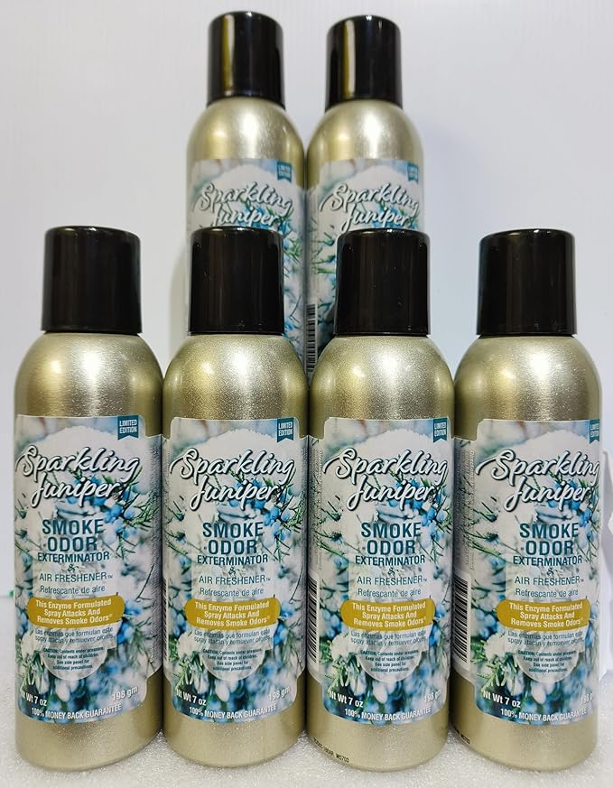 Smoke Odor Exterminator 198 gm/ 7 oz Large Spray Sparkling Juniper 7oz Can 6 Pack. Assorted