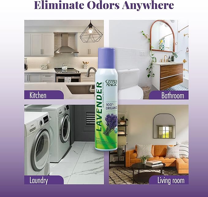 Citrus Magic Organic Natural Odor Eliminating Air Freshener Spray Lavender Eucalyptus 3-Ounce Pack of 3