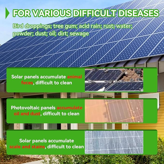 Solar Panel Cleaner Ultra Concentrated Solar Panel Cleaning Solution | Multipurpose PV Panel Cleaning - Pro Quick Dry Streak-Free Remove DirtDustDroppingsOils &amp Water Spots (1 gallon)