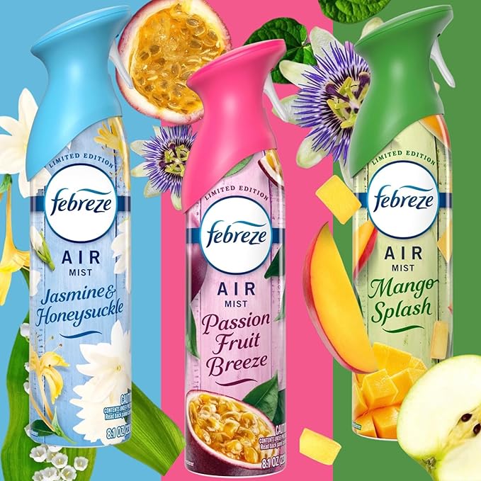 Febreeze Air Freshner Spray Limited Edition Fruit Scented Refills Spring &amp Summer Scents 3 pack (Limited Edition Fruit Spray 3 Pack)
