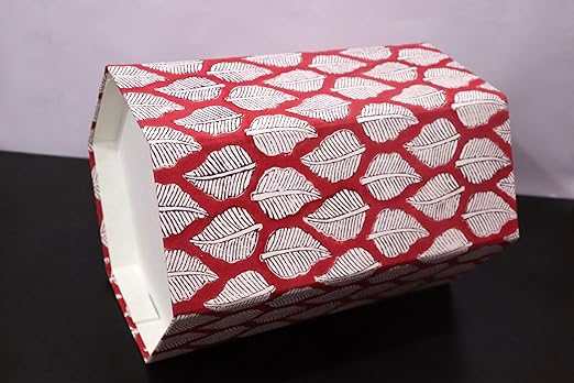 Generic Floral Hand Block Print Paper Dustbin Cotton Printed Wastebasket Indian Vintage Home Decor Hotel Room Decor (1 RED DARK)
