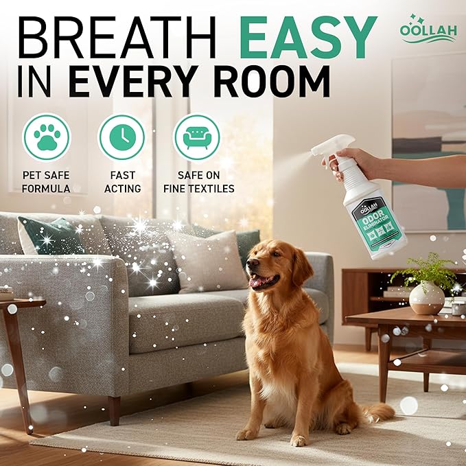 Odor Eliminator Spray for Strong Odor - Commercial Strength Odor Neutralizer - Fabric Room Bathrooms Couch and Furniture Odor Eliminator Spray - Fast Action Fresh Scent (32oz)