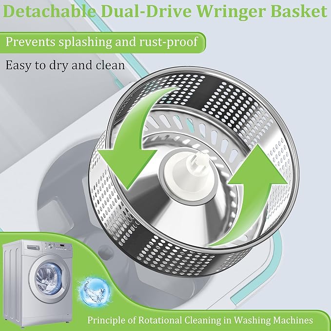 Spin Mop and Bucket Set with Wringer and 6 Extra Microfiber Heads 5-GAL Heavy-Duty Design for Hardwood Tile Laminate Home Cleaning Tools (White)