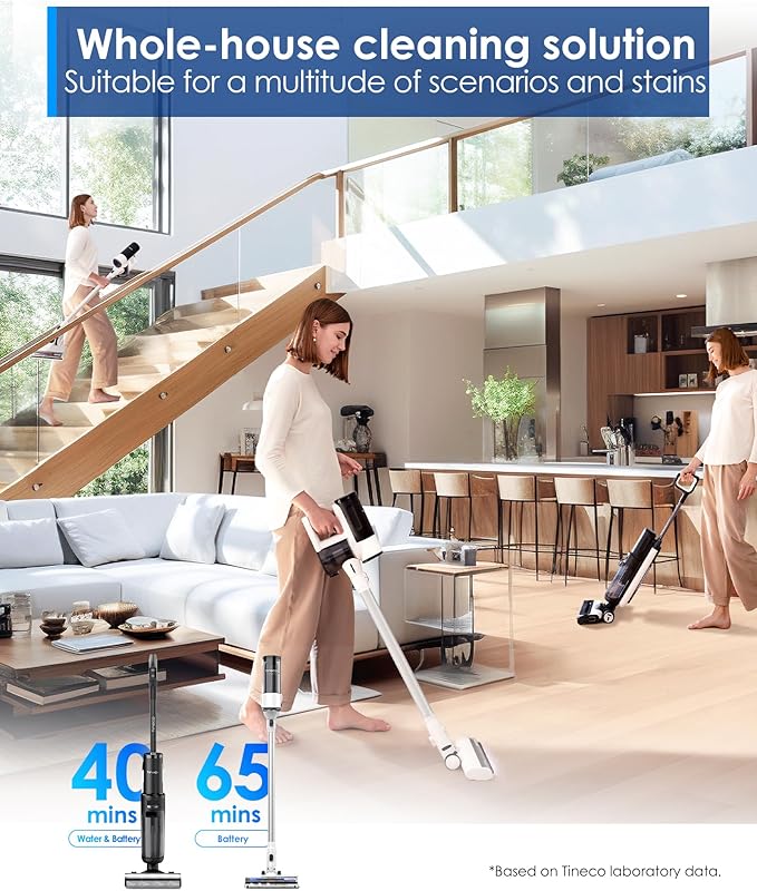 Tineco Floor ONE Switch S7 Wet Dry Vacuum Cleaner Smart Floor Washer Multi-Function Self-Cleaning Extended Battery Lifespan 65Min Runtime ZeroTangle Brush Dual-Edge Cleaning Whole-House Cleaning