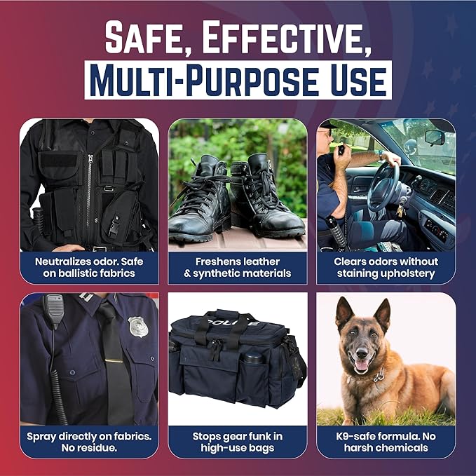 Odor Eliminator Spray for Tactical Gear &amp Body Armor – Clean Linen 16 oz (2-Pack) Made in USA – Gift for Police &amp First Responders