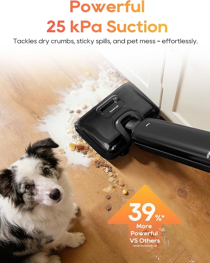 DREAME Aero Wet Dry Vacuum Cleaner All-in-ONE Vacuum Mop for Wet &amp Dry Messes 0 Hair Residue Great for Pet Owners One-Press Self-Clean 180° Lie Flat 35mins Runtime for Hard Floor Cleaning