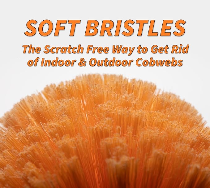 Cobweb Duster Head Brush // Big and Puffy Spider Web Brush for Outdoor &amp Indoor Web Cleaning // Twist-On Corner Duster Fits Standard Acme Threaded Extension Poles // Best Cobweb Brush Head (No Pol