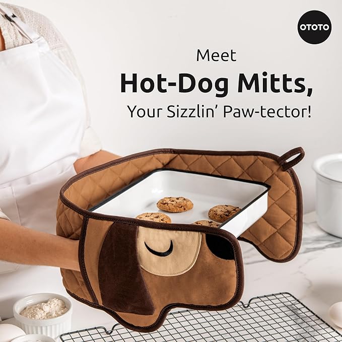 OTOTO Bundle of 2 Dracowave Dragon Microwave Cleaner + Hot Dog Oven Mitts Cute Kitchen Gadgets Cute Gifts