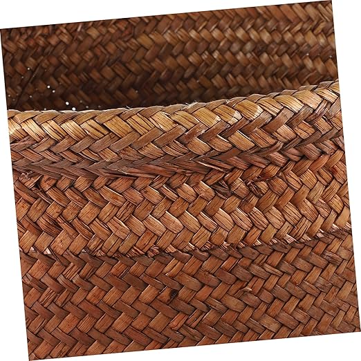 PRETYZOOM Straw Woven Garbage Can Large Wastebasket Rattan Rubbish Container for Kitchen Bedroom Office Bathroom Dormitory Storage Bin