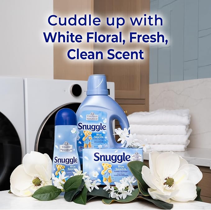 Snuggle In Wash Scent Booster 21 Oz Pack of 4 Blue Sparkle Laundry Beads for Long-Lasting Freshness Fragrance Enhancer for Clothes Bedding &amp Activewear HE Safe