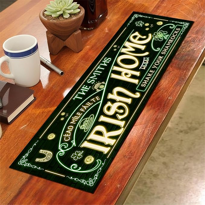 THUYPT Personalized Irish Bar Mat Dish Drying Mat for Irish Pub St Patrick's Day Decor Bar Shamrock Spill Mat Kitchen Counter Accessories Home Bar Decor St Patrick's Day (13)