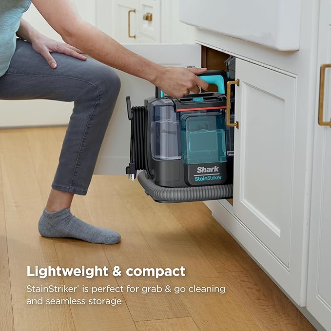 Shark StainStriker Portable Carpet &amp Upholstery Cleaner w/on board self cleaning - Spot Stain &amp Odor Eliminator Includes 2 Cleaning Tools &amp 2 Cleaning Solutions Charcoal PX221BRN