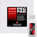 PEC-PAD (Extra Large) Non-Abrasive 9 x 9 Lint Free Wipes and PEC-12 Photographic Emulsion Cleaner - for Non-Water Based Stain for Cleaning Film Photo Negatives B&ampW Slide - (59ml) 2oz