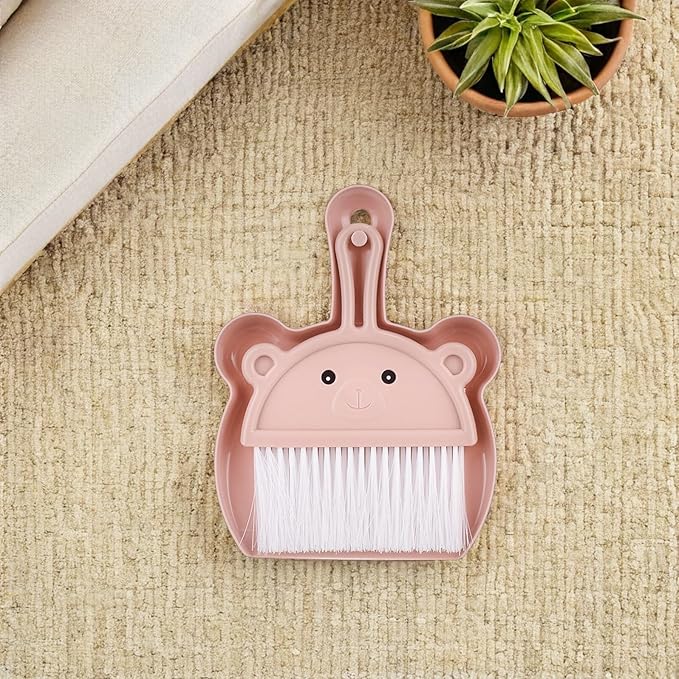 Wakauto Mini Portable Dustpan and Hand Broom Set 6pcs Small Desk Cleaning Brush Combo in Sky Blue Light Brown and Wheat Colors for Home Office and Keyboard Cleaning