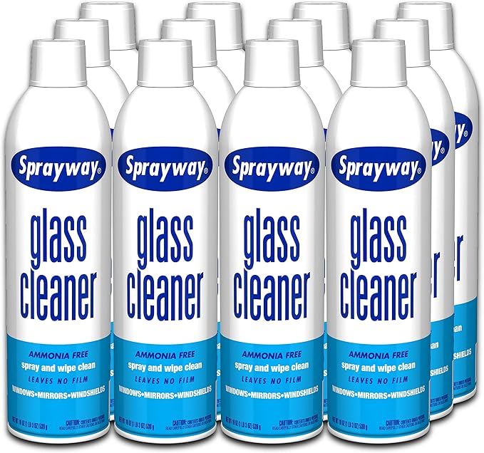 Sprayway Glass Cleaner with Foaming Spray for a Streak-Free Shine for Home and Automotive Use 19 oz. Pack of 12