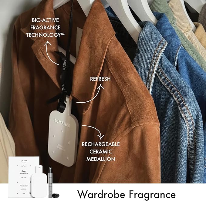 byMATTER Closet Guardian Natural Lavender Spray – Air Freshener Hanging Ceramic Plate &amp French Lavender Spray Fragrance Set for Wardrobes Drawers &amp Clothing (200G / 7. Fl Oz)