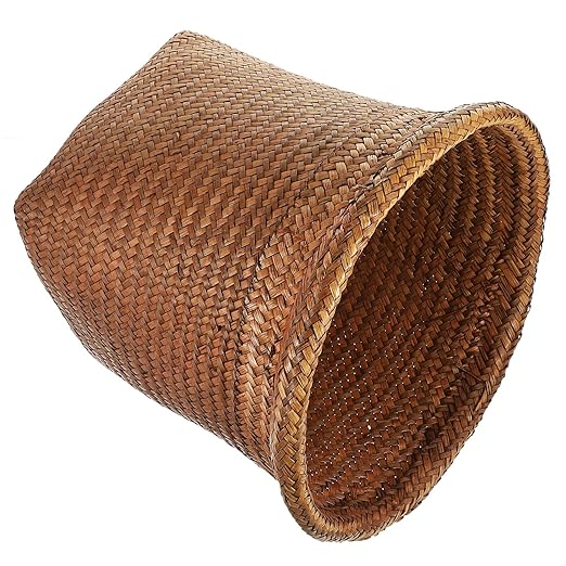 NUOBESTY Woven Trash can Trash can Straw Rattan Garbage bin Waste Basket Planter Basket for Home Kitchen Bedroom Bathroom Motion Sensor Office Slim