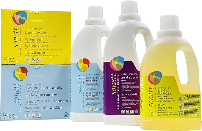 Sonett Organic Laundry Powder Color Sensitive for Sensitive Skin For People With Allergies 42 oz (Pack of 4)