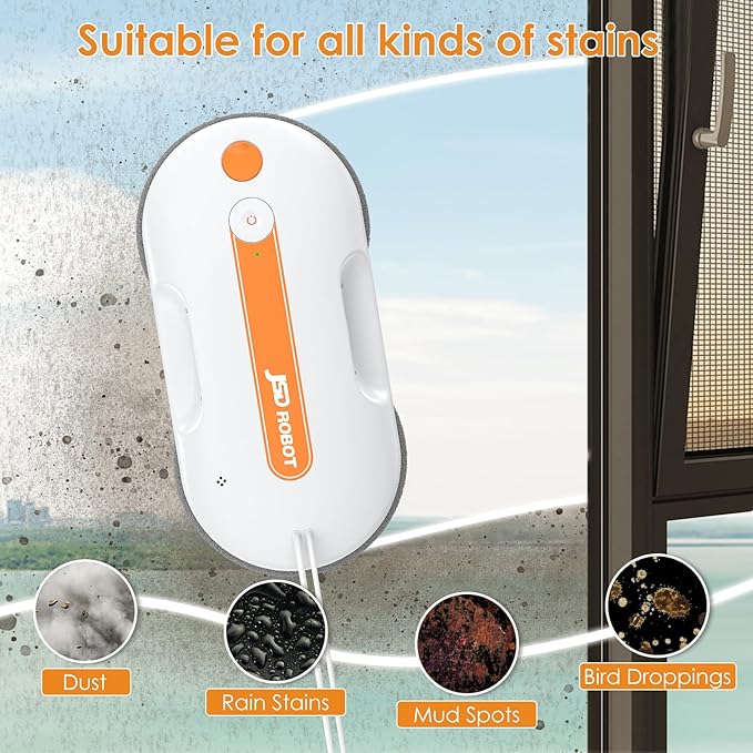 Lite Window Cleaning Robot5300Pa Window Cleaner Robot with Pressured Wiping Dual Water Spray Close to the Border Wipe Edge Detection Intelligent Path Plan