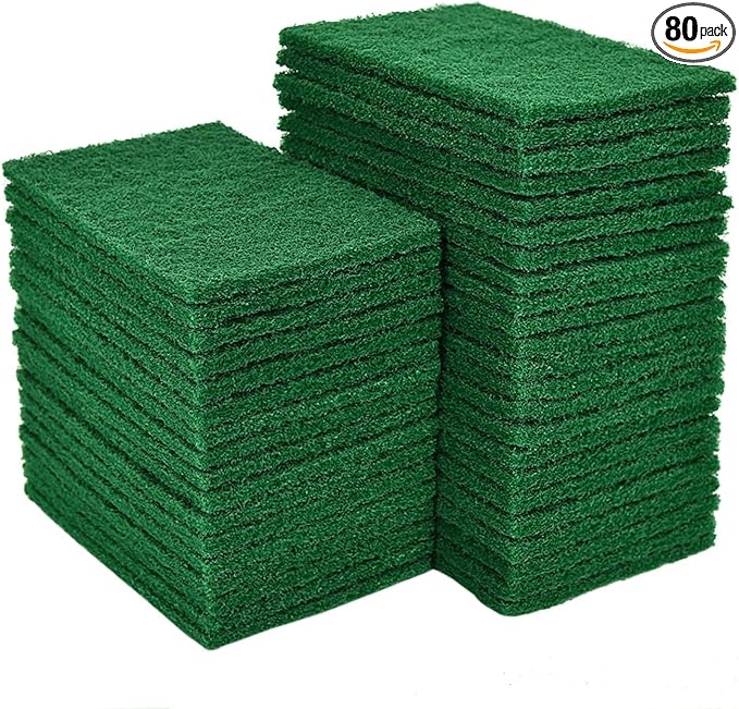 YoleShy 80 PCS Scouring Pad Dish Scrubber Scouring Pads4 x 6 inch Green Reusable Household Scrub Pads for Dishes Kitchen Scrubbers &amp Metal Grills