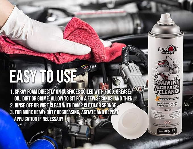 DU-MOST Heavy Duty Aerosol Foaming Degreaser &amp Cleaner Deodorizer with Natural Citrus Solvent 18 fl oz (Pack of 2)