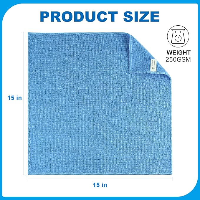 Microfiber Cleaning Cloths – 50 Pack 15x15 Ultra Soft Lint-Free Quick-Dry Towels for Cleaning Car Home Kitchen &amp Garage – Reusable Microfiber Rags