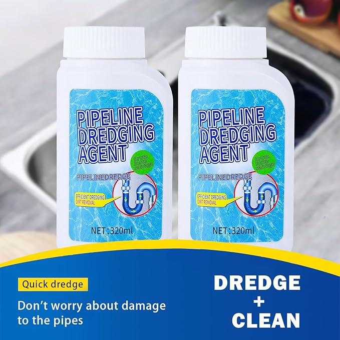 2PC Drain Clog Remover Pipeline Dredging Agent Powerful Quick Cleaning Drain Toilet Cleaner Tool Unclog Toilet Clog And Kitchen Sink Pipe Unblocker Powder