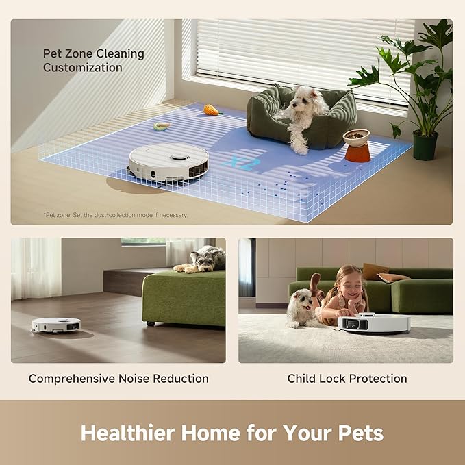 DREAME L40 Ultra Gen 2 Robot Vacuum and Mop with 25000Pa Suction Extendable Side Brush and Mop All-in-One Self-Emptying &amp Cleaning Dock Voice &amp App Control White