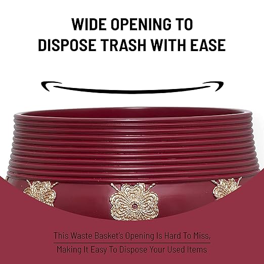 Zahari Home Decorative Trash Can for Bathroom Office &amp Bedroom - 2.1 Gallons Stylish &amp Small Trash Can for Dorms Desktop &amp Restroom - Chic Waste Basket for Compact Spaces Elegant Rose