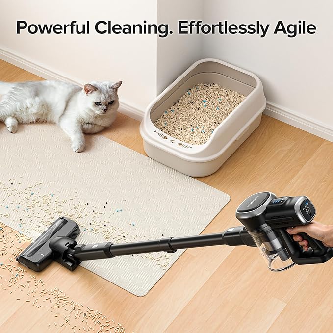 Lubluelu Cordless Vacuum Cleaner Max 50 Mins Runtime Stick Vacuum with Touch ScreenLightweight Vacuum for Carpet Home Hardwood Floor and Pet Hair.