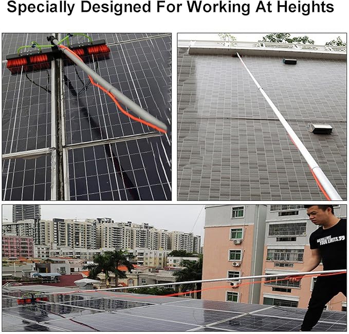 Solar Panel Cleaning Brush and Pole Car Washing Brushes with Pole Outdoor Window Cleaning Kit Water Fed Pole Window Cleaning System
